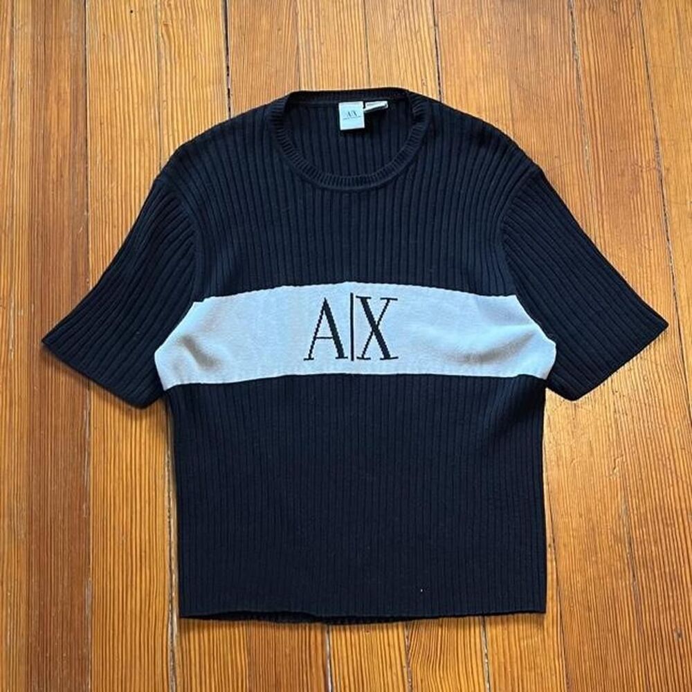 Armani-exchange Women's Black and Navy Jumper